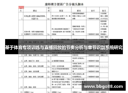 基于体育专项训练与直播回放的节奏分析与章节识别系统研究